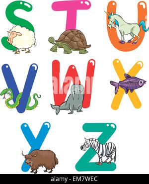 Cartoon-Alphabet mit Tieren Stock Vektor