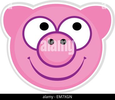 Cartoon niedlichen rosa Schwein Abzeichen isoliert auf weiss Stock Vektor