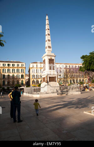 Denkmal-Obelisk in Plaza De La Merced, Malaga Spanien Stockfoto