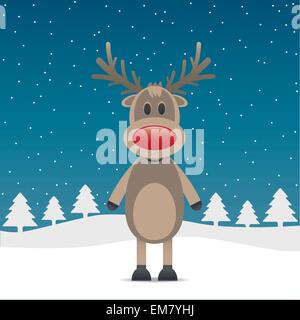 Rentier Rudolph mit der roten Nase Stock Vektor