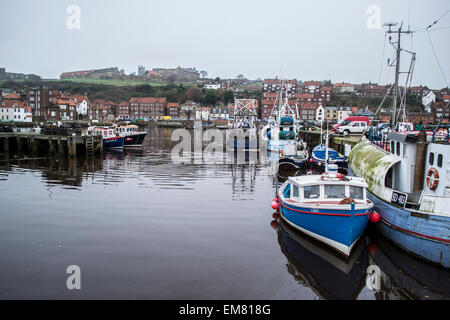 Landschaft mit Fluß Esk in Whitby Stockfoto