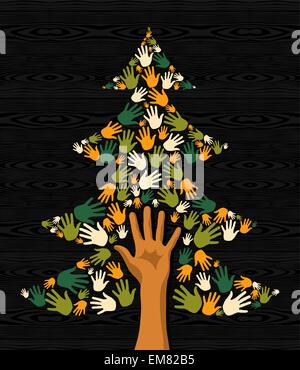 Grünen Weihnachtsbaum Hände Stock Vektor