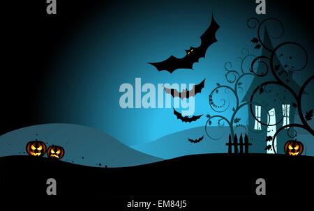 Halloween-Hintergrund mit dem unheimlich Haus Stock Vektor