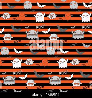 Halloween Ghost Bat Kürbis Musterdesign Hintergrund Stock Vektor