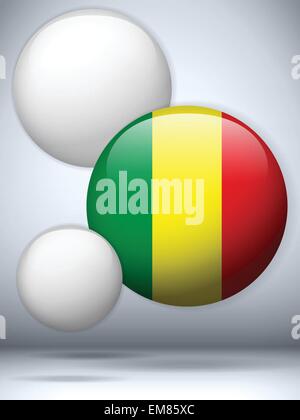 Mali Flagge glänzend Knopf Stock Vektor