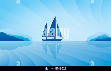 Segelschiff auf skyline Stock Vektor