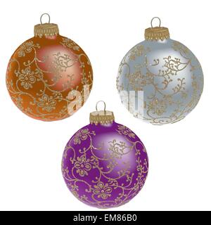 Weihnachtskugeln mit Blumenmuster Stock Vektor