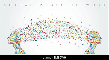 Frauen Köpfe gestalten social-Media Netzwerk Komposition. EPS10 Datei. Stock Vektor