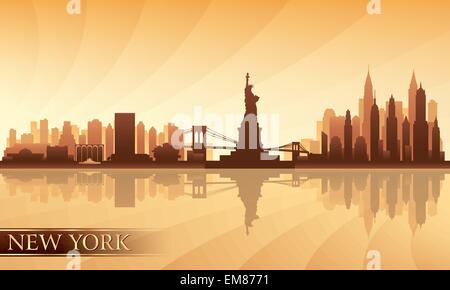 New York City Skyline detaillierte silhouette Stock Vektor