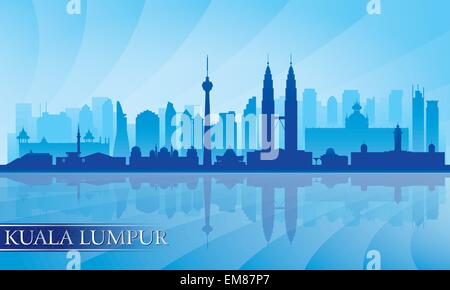 Kuala Lumpur City Skyline detaillierte silhouette Stock Vektor