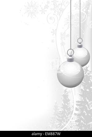 Weiße Weihnachtskugeln und Blumen Stock Vektor