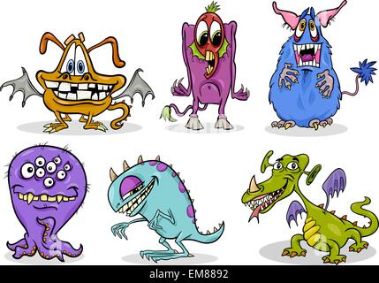Cartoon-Monster-Abbildung-Satz Stock Vektor