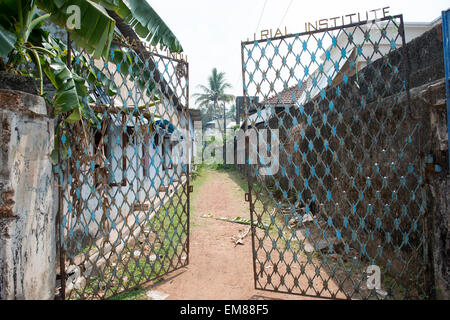 Tore durch nach einem verlassenen Gebäude in Fort Kochi, Kerala Indien Stockfoto