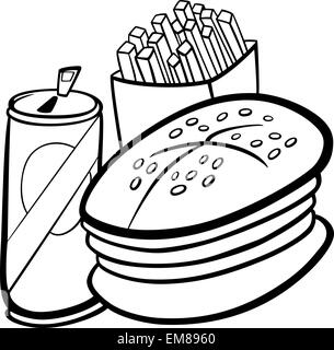 Fast-Food-Karikatur für Malbuch Stock Vektor