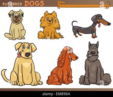 reinrassige Hunde cartoon Illustration Satz Stock Vektor