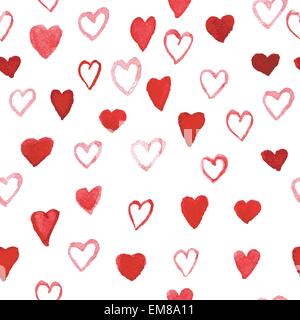 Aquarell Herz-Muster Stock Vektor