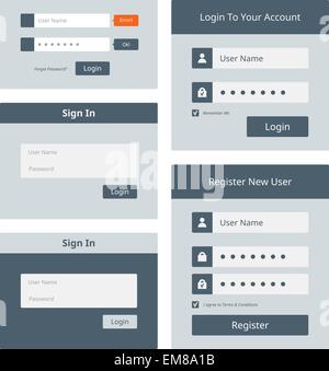 Web-Login Benutzer-Schnittstelle festgelegt Stock Vektor
