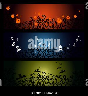 Happy Halloween trick or treat web-Banner-Set-EPS10-Datei. Stock Vektor