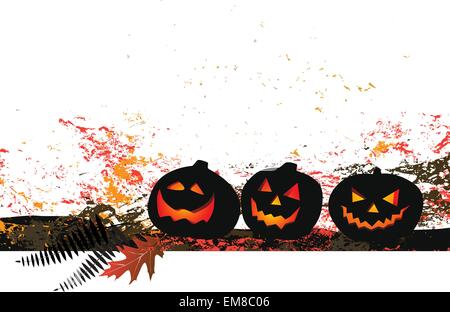 Halloween-Hintergrund - zwei Kürbisse und Spinnennetz Stock Vektor