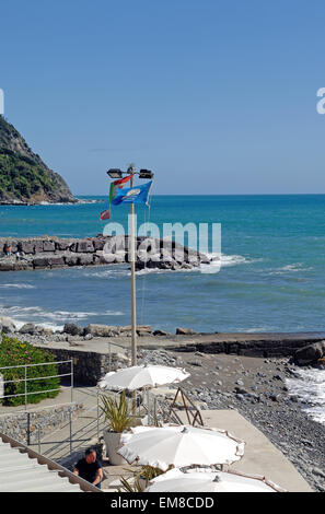 Strand von Moneglia, Provinz Genua, Ligurien, italienische Riviera oder Riviera di Levante, Italien, Europa Stockfoto