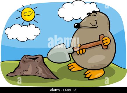 Maulwurf mit Schaufel Cartoon illustration Stock Vektor