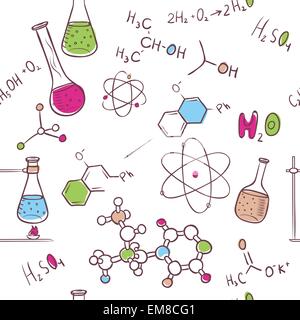 Hand zeichnen Chemie Muster Stock Vektor