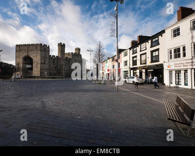 Marktplatz, Caernarfon, Nordwales Stockfoto
