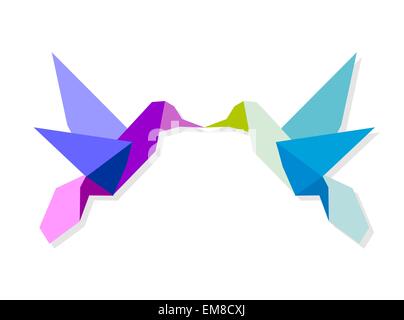 Paar bunte Origami Kolibri Stock Vektor