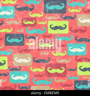 Retro-nahtlose Muster mit Schnurrbart Stock Vektor
