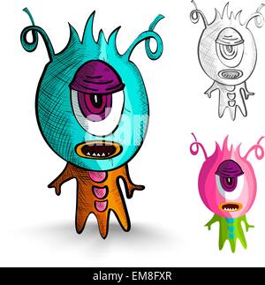 Halloween monsters isolated sketch style creatures set. Stock Vektor