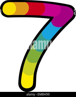 Lucky Seven mit Regenbogen-cartoon Stock Vektor
