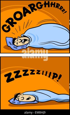 Schnarchen Mann Cartoon Comic-illustration Stock Vektor