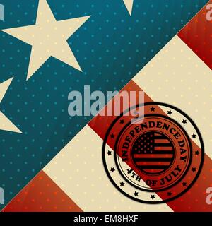 USA-Flagge und Independence Day Stempel Stock Vektor