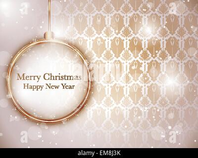 Frohe Weihnachten Gold Kugeln mit Retro-Hintergrund Stock Vektor