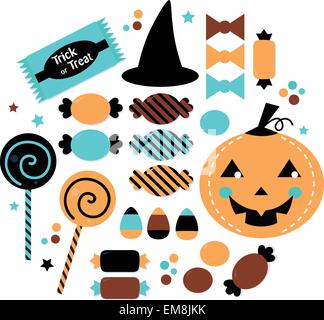 Halloween cute Sweet Candy set isoliert auf weiss Stock Vektor
