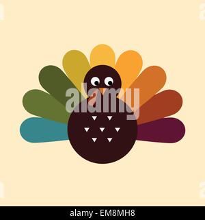 Niedliche Retro-Thanksgiving-Truthahn, isoliert auf beige Stock Vektor