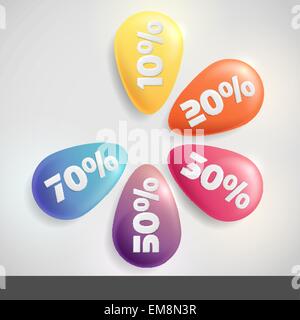 Sale-Buttons mit Rabatt. Stock Vektor