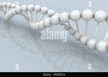 3D-Modell der DNA auf grauem Hintergrund. Digital generiert. Stockfoto