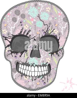 Niedliche Schädel mit floralem Muster. Schädel von Blumen Stock Vektor