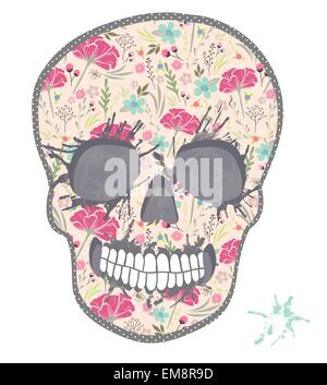 Niedliche Schädel mit floralem Muster. Schädel von Blumen. Stock Vektor