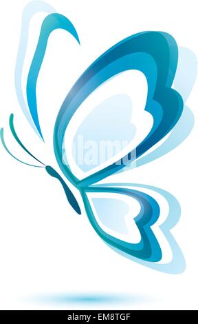blauer Schmetterling, Schönheitskonzept, isolierte Vektor-symbol Stock Vektor