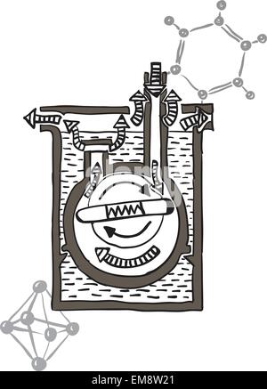 Vektor Zeichnung Schema der Quecksilber-Vakuum-Pumpe Stock Vektor