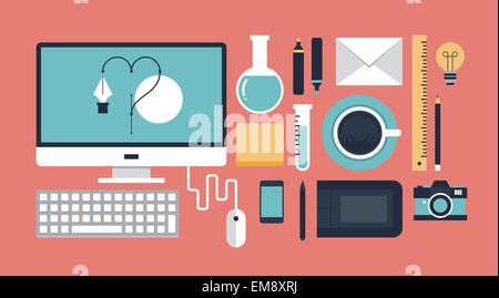 Der moderne Arbeitsplatz für professionelle designer Stock Vektor