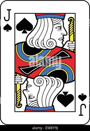 Jack of Spades Innenrahmen der Karte in einem wesentlichen Stil realisiert. Stock Vektor