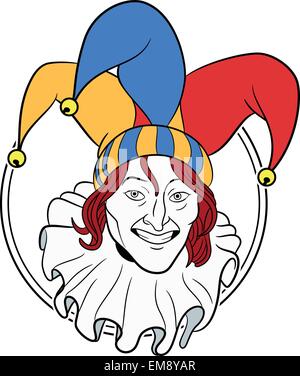 Jester Gesicht in einem Kreis Stock Vektor