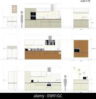 Küchenmöbel. Innenmöbel. Vektor-Illustration-Skala Stock Vektor