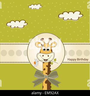 Geburtstag Grußkarte mit giraffe Stock Vektor