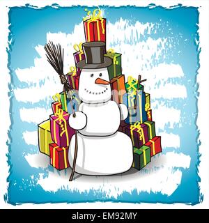 Schneemann mit Geschenken Stock Vektor