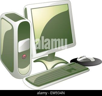 PC-Gehäuse mit Monitor, Tastatur und Maus Stock Vektor