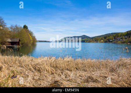 Lake Woerth Aussicht vom Strand Maria Woerth Stockfoto